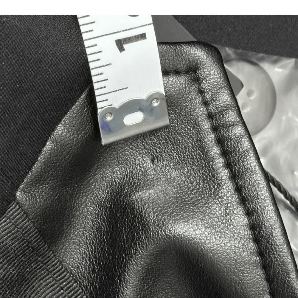 NWT Lane Bryant The Bryant Blazer Black Vegan Leather Collar Trim Ponte Size 22